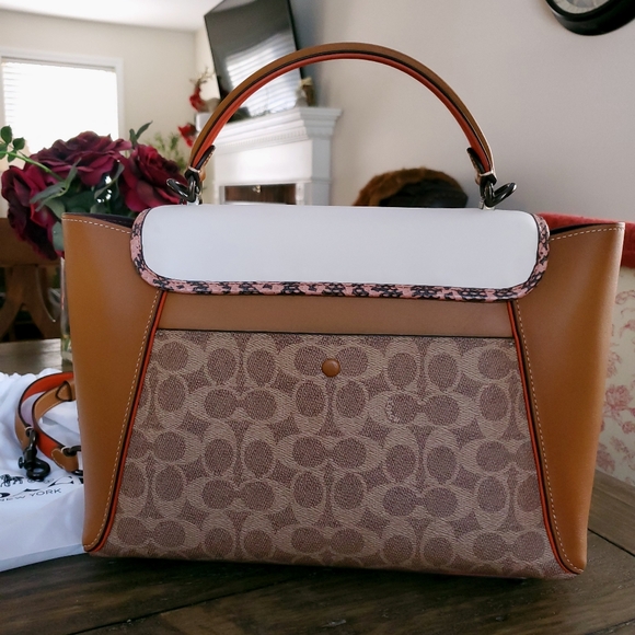 LAST CHANCE❗RARE Coach Courier Colorblock Genuine Snakeskin Crossbody - Picture 12 of 16